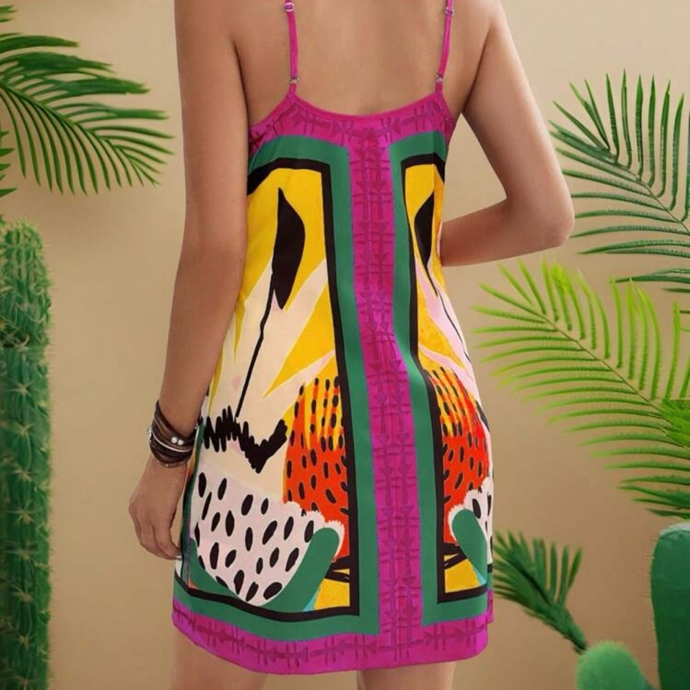 Vibrant Multicolor Wrap Dress - Picture 2 of 2
